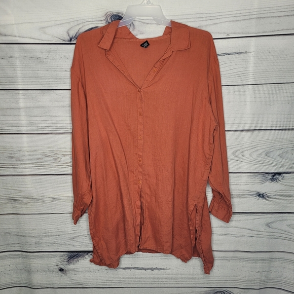Eileen Fisher Tops - Eileen Fisher Irish linen burnt orange button front top